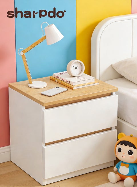 Sharpdo Nightstands Simple Modern Bedroom Bedside Table Solid Wood Minimalist Multi-function Light Luxury Style Bedside Storage Small Cabinet Bedside Table with Drawer